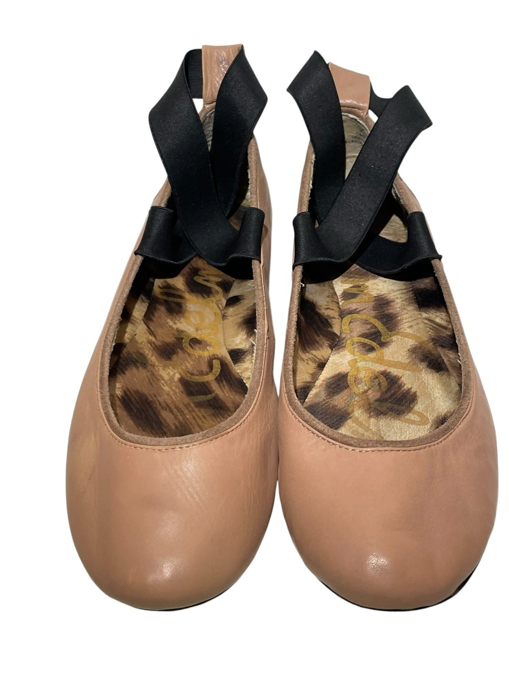 Sam Edelman Cadence Ballet Flats Nude Leather Crisscross Straps Womens Size 8.5M